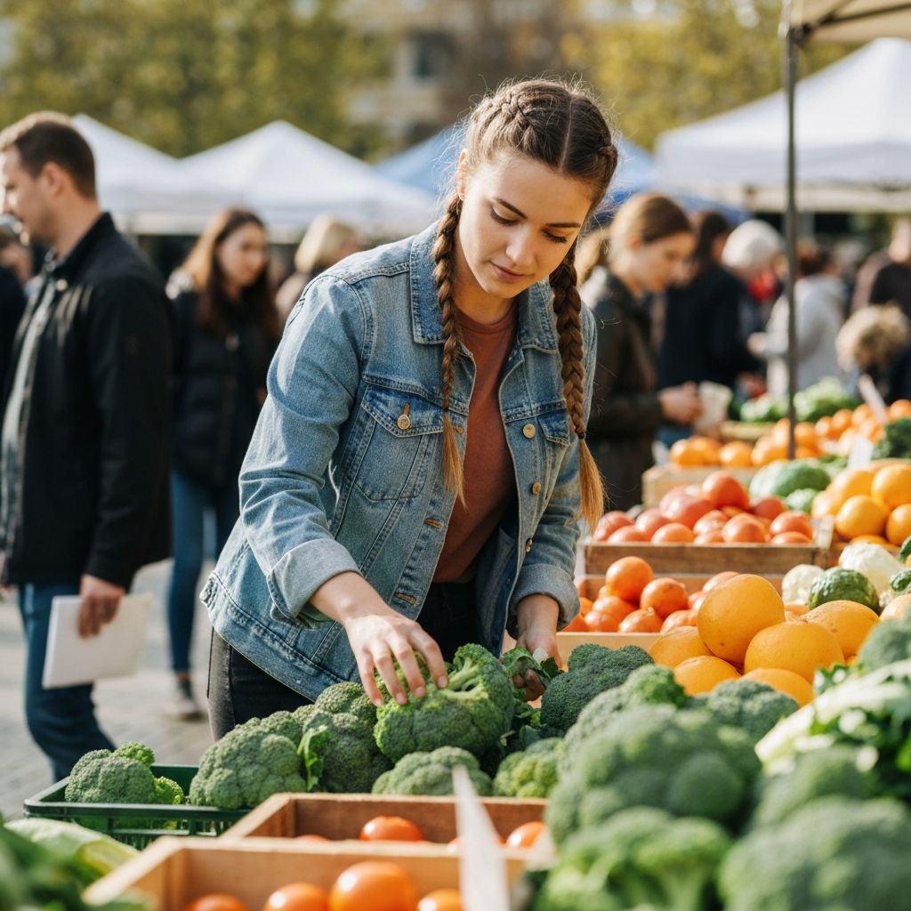 Person selecting fresh food mindfully